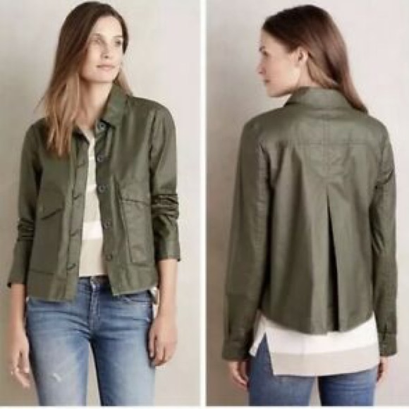 Anthropologie Jackets & Blazers - Anthropologie Hei Hei Coated Green Utility Jacket